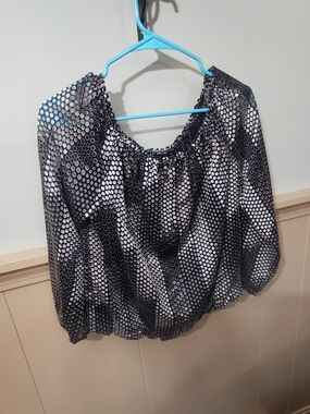 Black House Rlaxed Black & White Polka Dot Womens Blouse Med